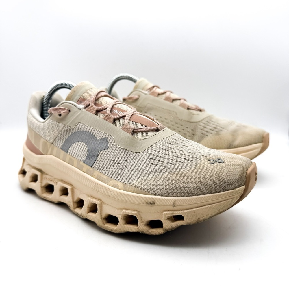 On Cloudmonster Shoes Womens Moon Fawn Running Sneakers Walking Size 9